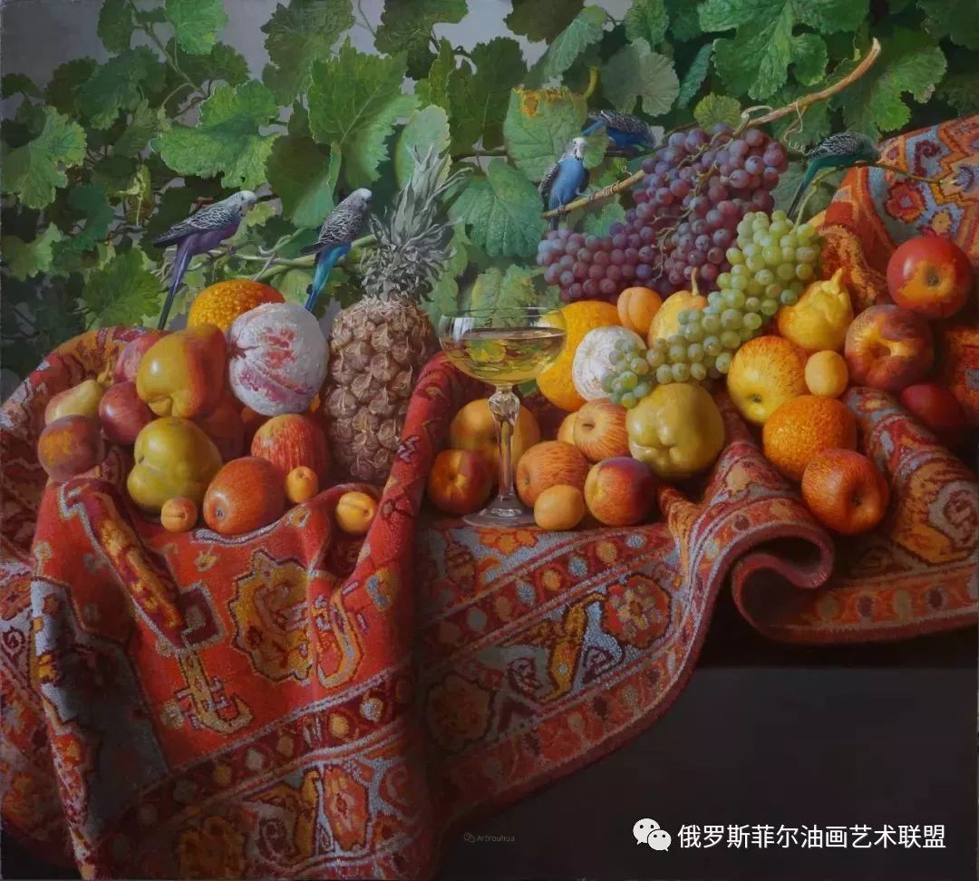 非常丰盛静物水果俄罗斯画家亚历山大赛义多夫油画作品欣赏