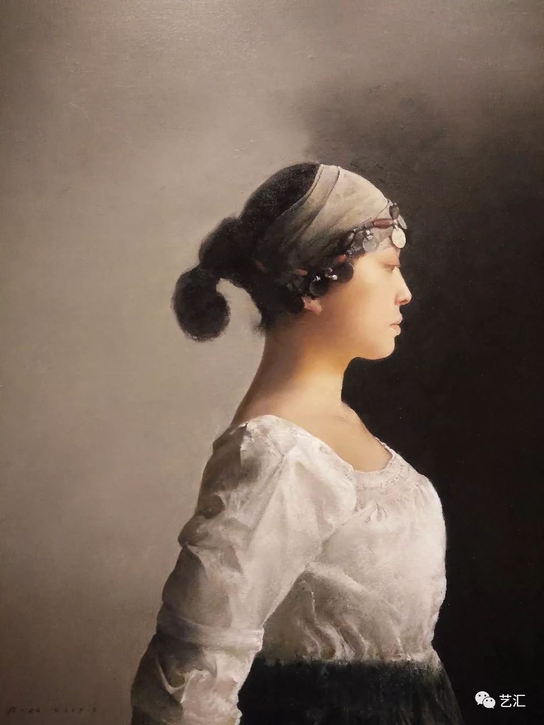 油画人物写生作品局部油画人物写生作品《学生》木板丙烯 70x50cm