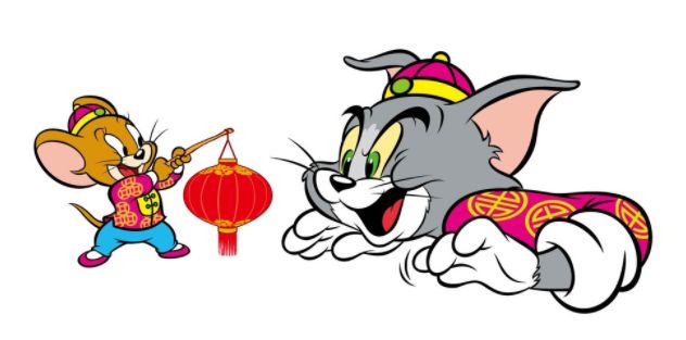 汤姆和杰瑞在一个屋檐之下的的猫鼠之战,片中的汤姆经常使用狡诈的