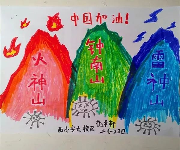 绘制加油画报 少先队员们绘制的画报,精巧的设计,精美的图画,暖心的