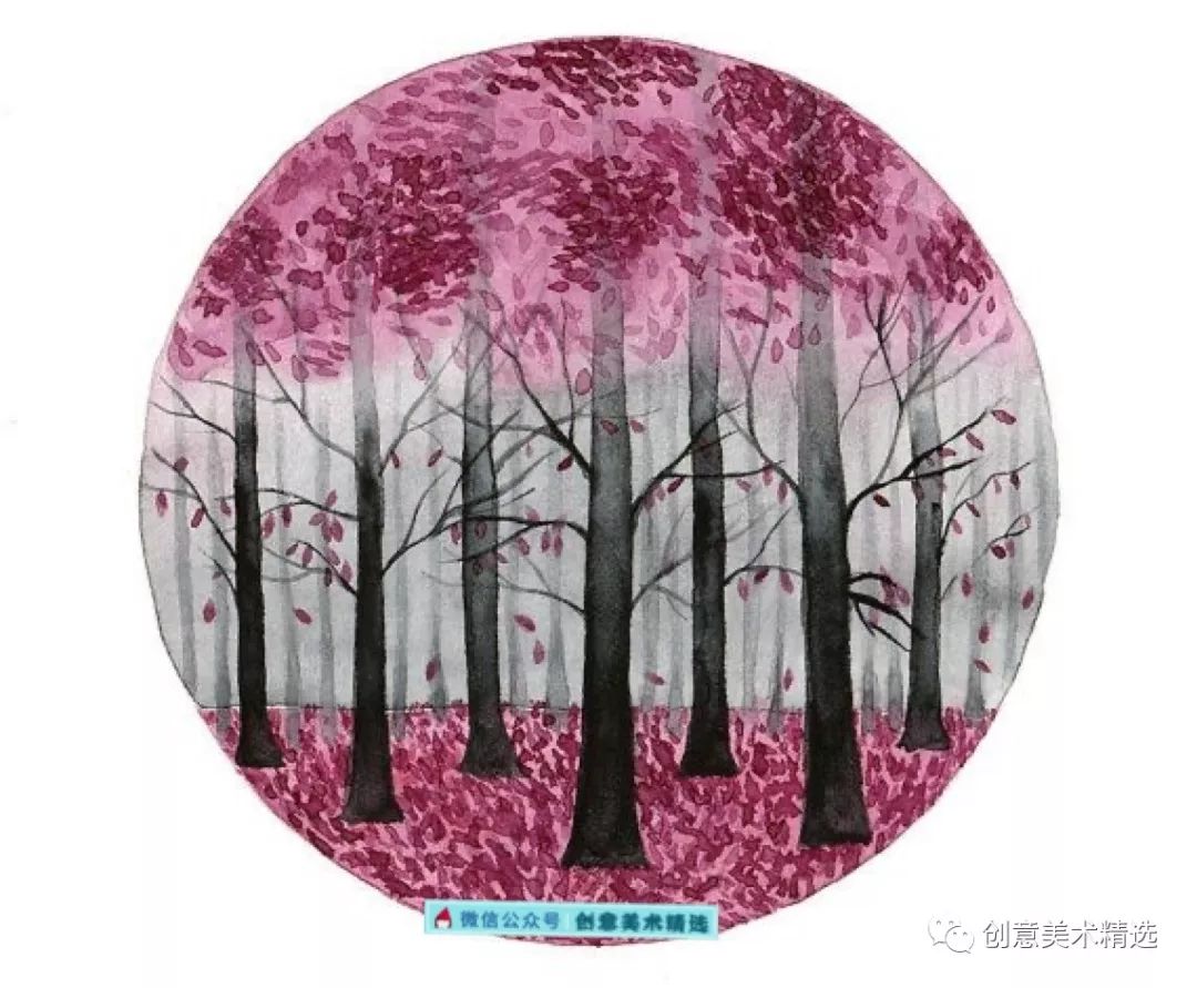 素材分享——圆形构图水彩画作品