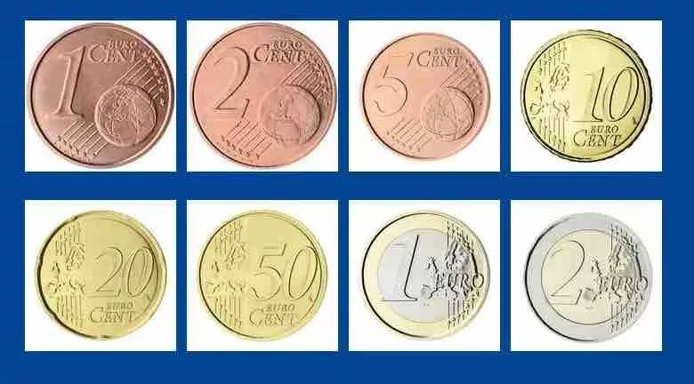 欧元硬币有共同的一面和国家面.