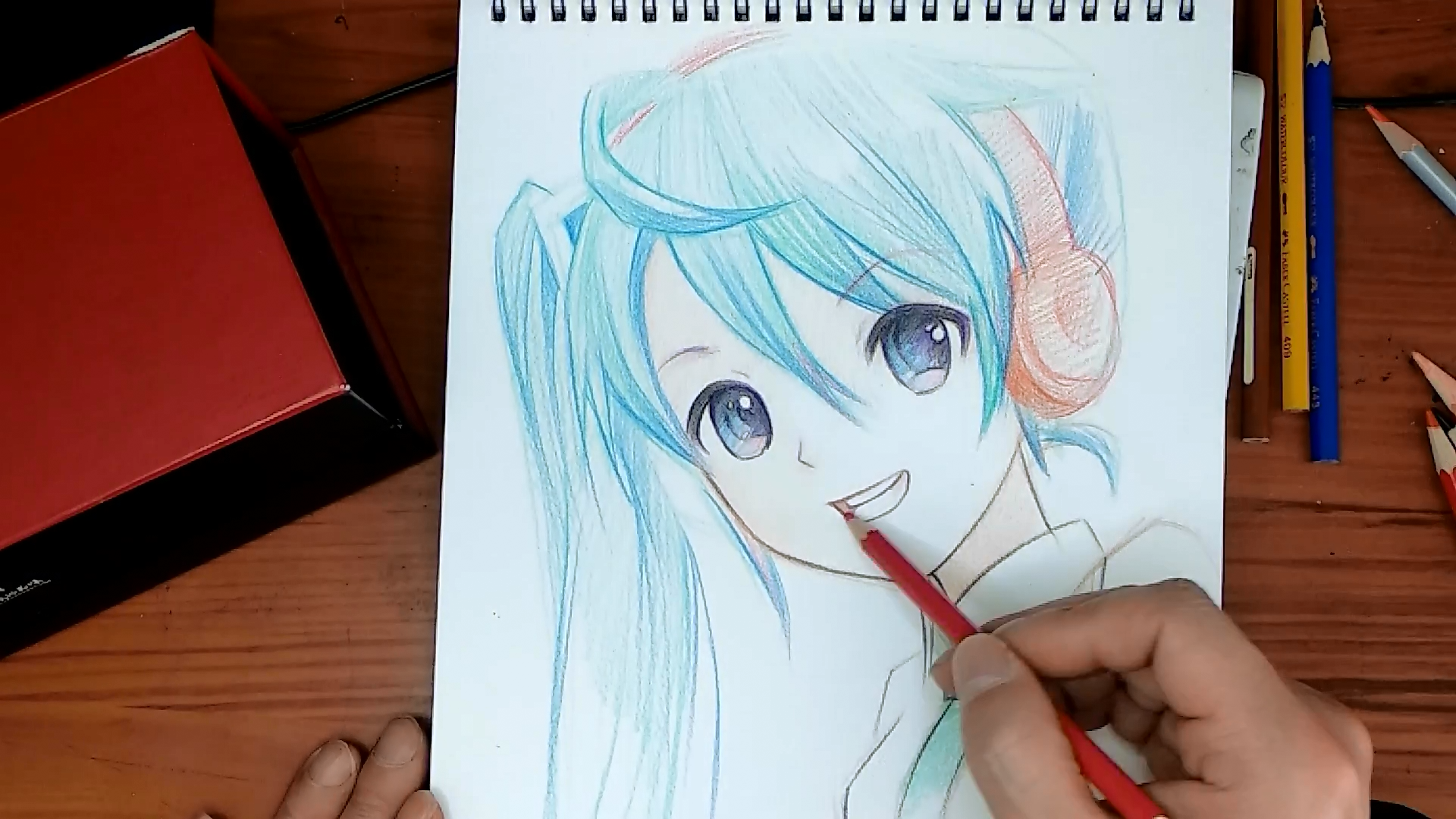 初音未来会画步骤彩铅画动漫人物