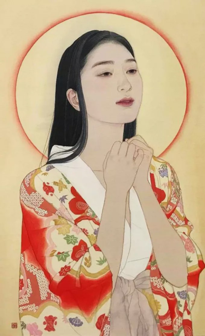 日本画家大竹彩奈笔下女性的线条极富美感