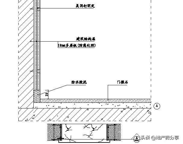 8,厨卫门套根部防水施工示意图