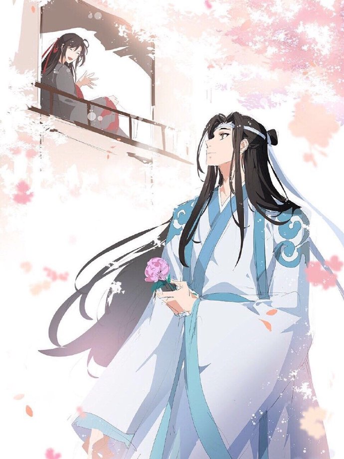 原创魔道祖师忘羡绝美场景隔窗送花一起逛街