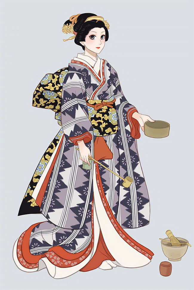 日本和服仕女图