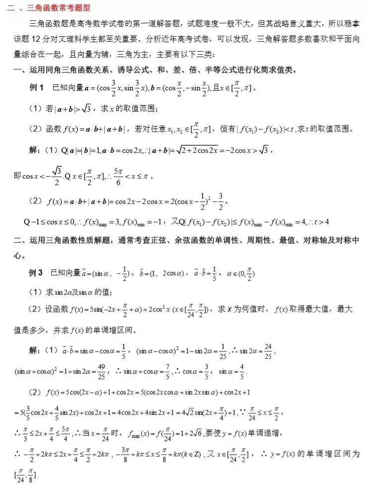 2020高考最后100天冲刺：高考数学常考知识点+题型汇总