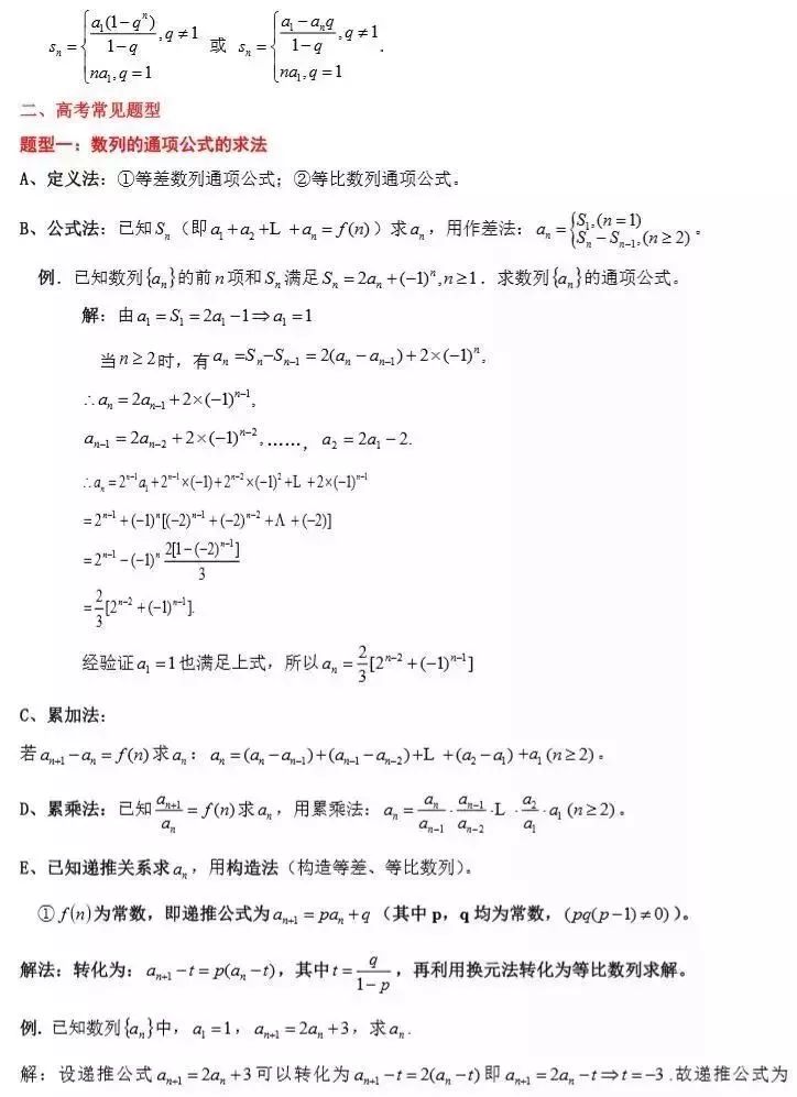 2020高考最后100天冲刺：高考数学常考知识点+题型汇总