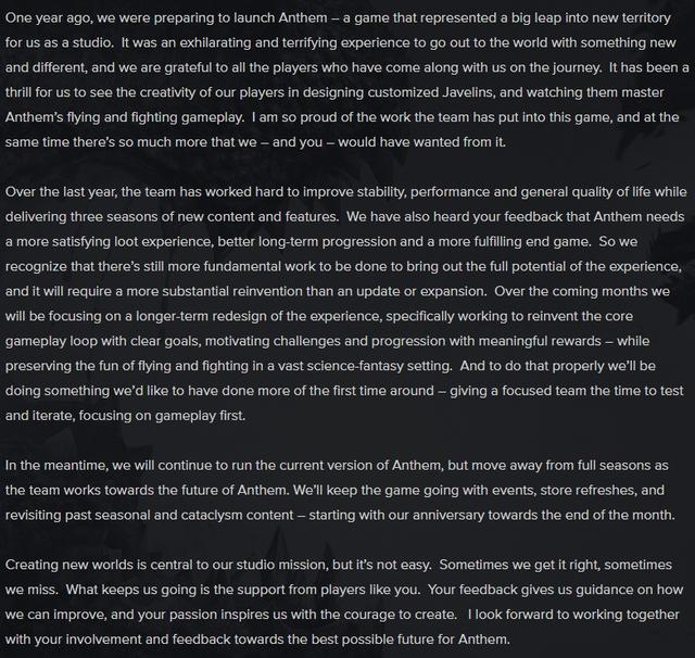 BioWare将对《圣歌》进行大幅改动重塑核心玩法