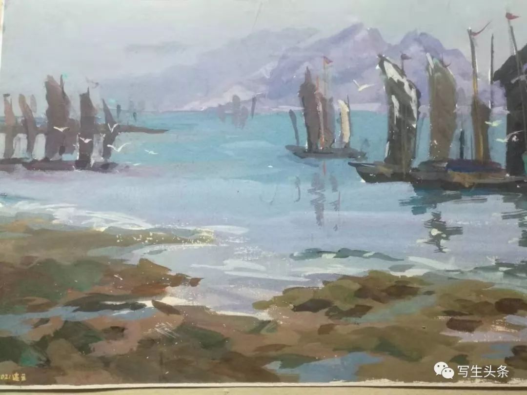 山海连云大美连云港一一尹文连云港写生