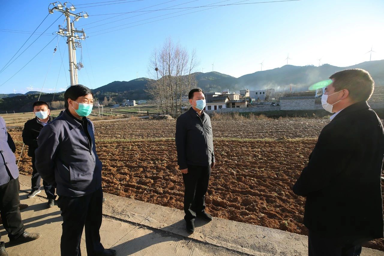 肖发君在麻乍镇启嘎村调研产业基地建设情况