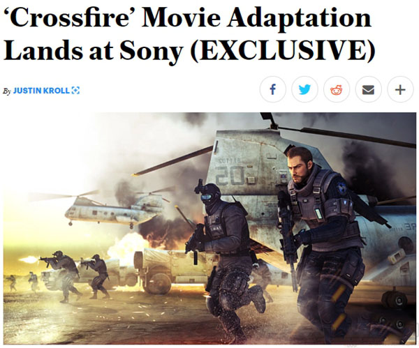网曝索尼将参与《穿越火线》电影制作 腾讯为