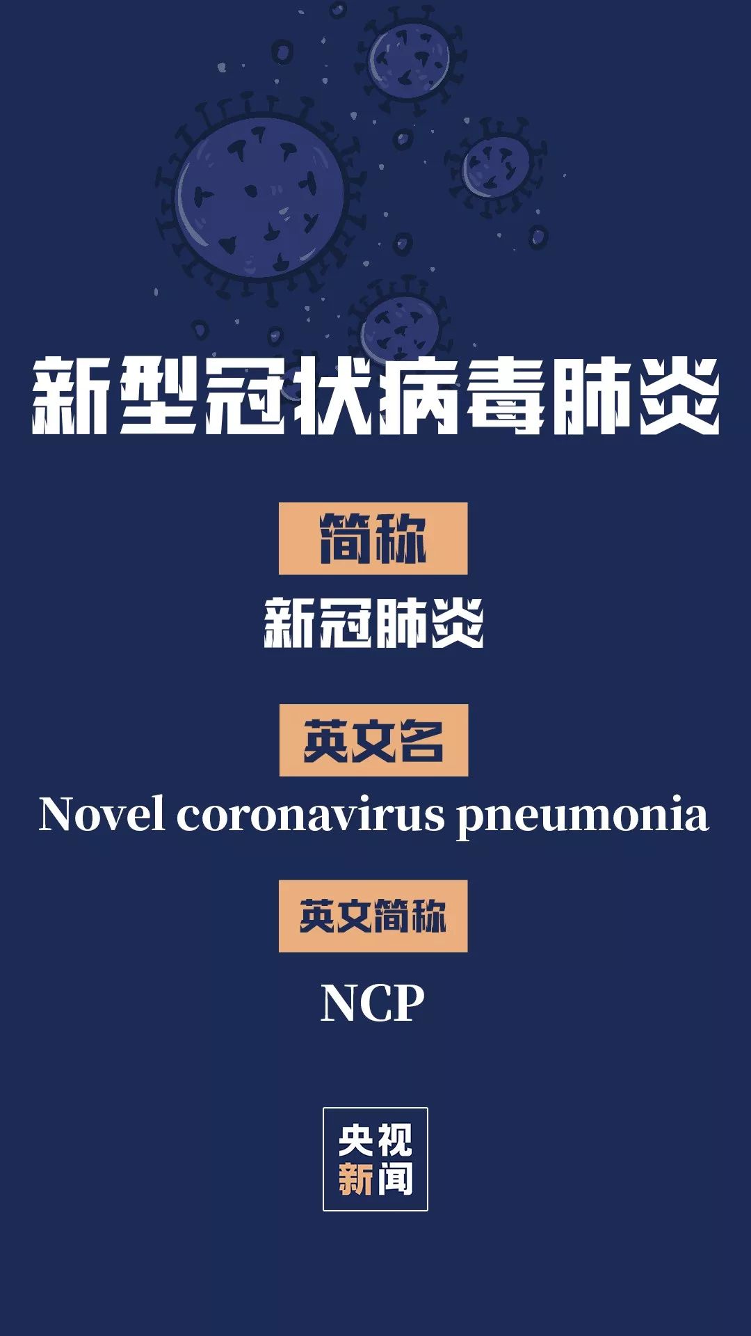 “新型冠状病毒肺炎”简称：ncp！