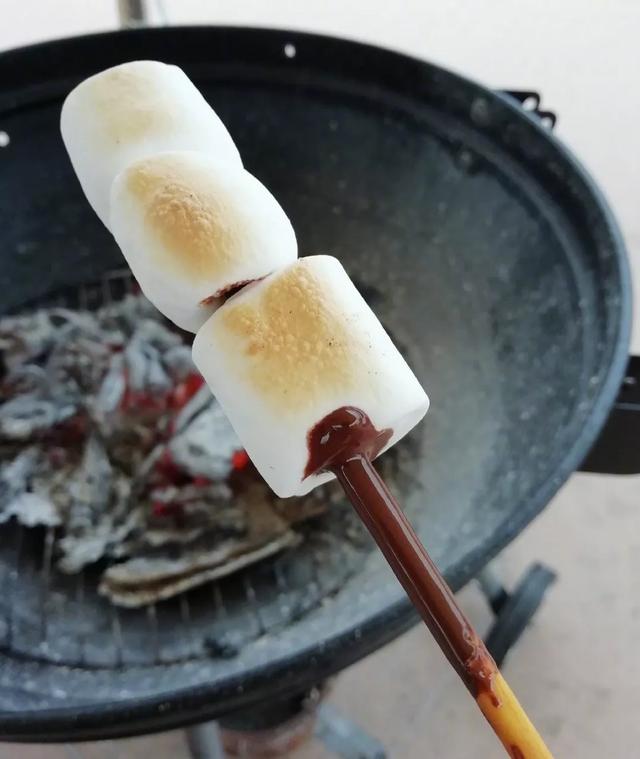 对对对,这里还要提一下我在网上看到的pocky新吃法,就是用它棉花糖烤