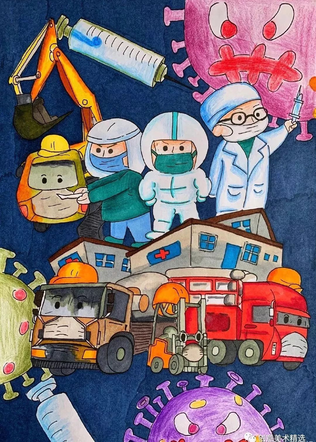 投入到一线战疫中去,无数插画师纷纷拿起画笔,创作出一批抗疫主题作