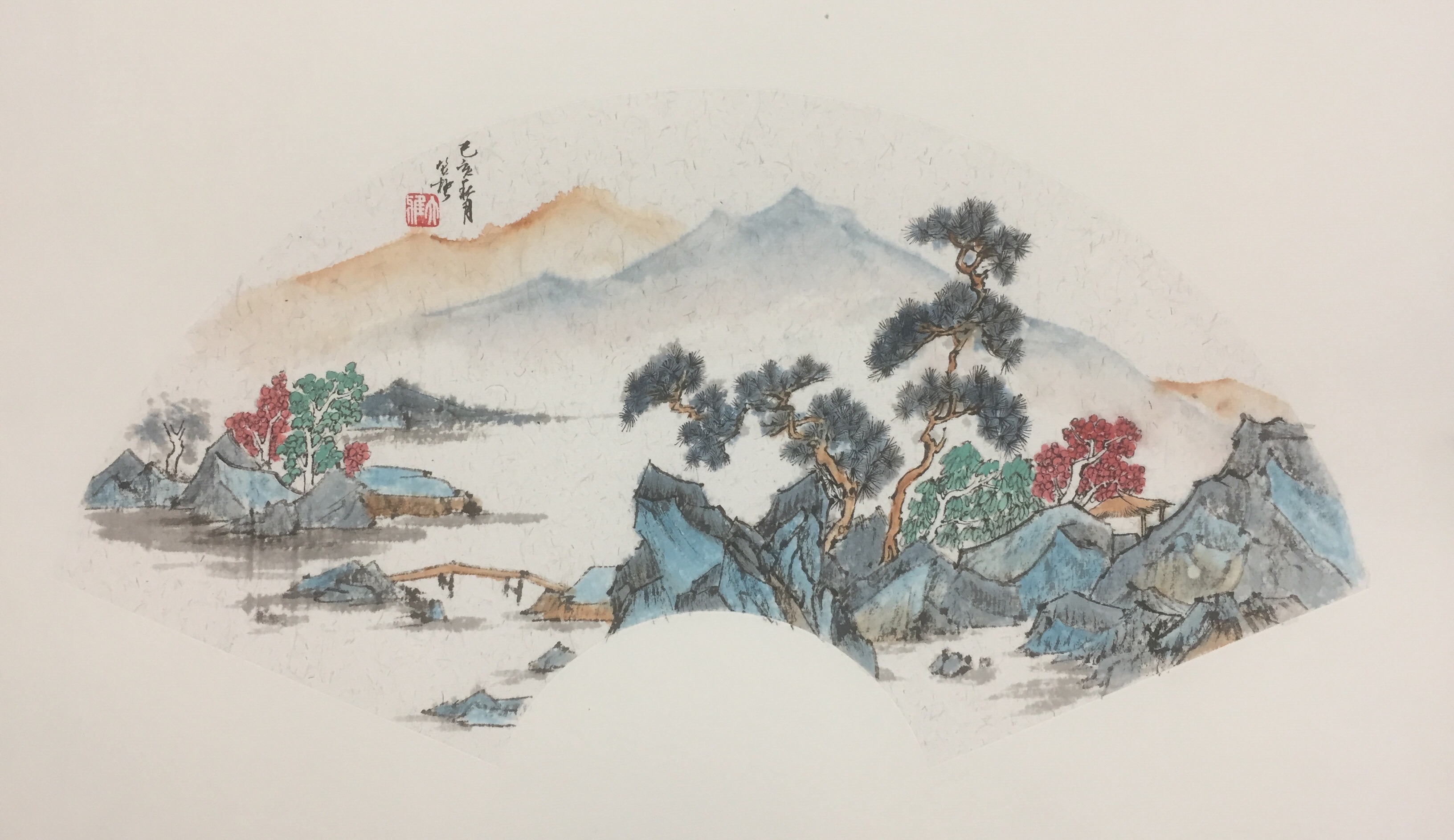 周笠枫扇面山水画作品欣赏