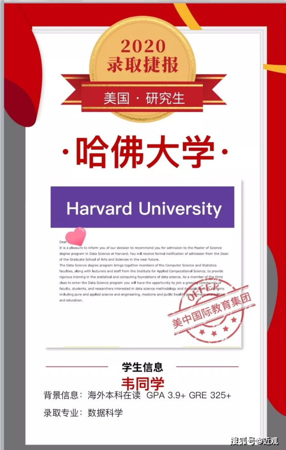 太牛了！美中学子喜获哈佛大学录取，优秀满分！