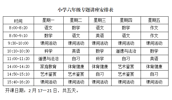 重要信息:聊城市中小学下周空中课堂课程表