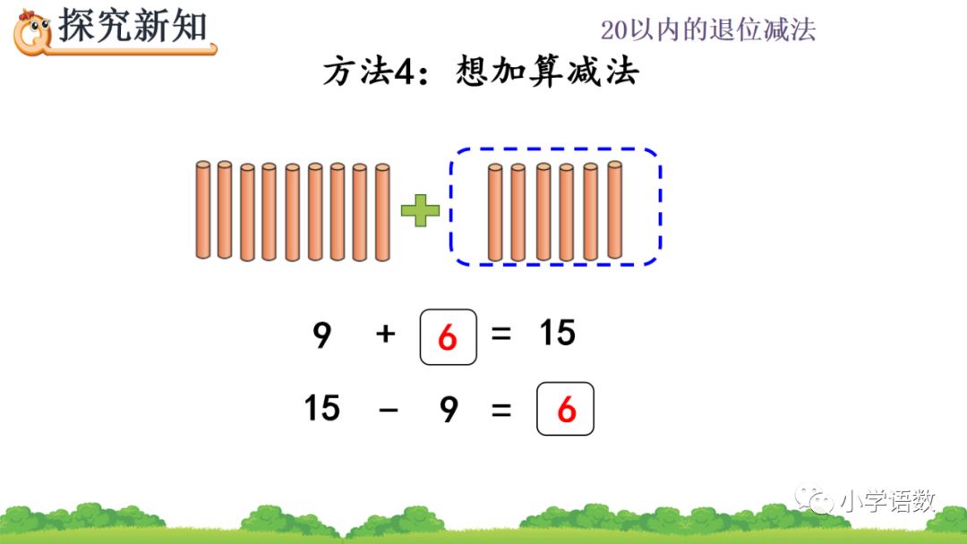 方法三: 连减法 11-9=2 11-1-1-1-1-1-1-1-1-1=2  方法四: 平十法 如