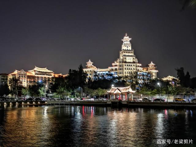 旅游厦门实拍,集美学村景区龙舟池,周边夜景照片