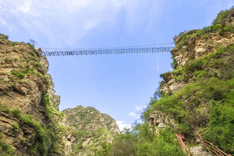 北京房山三渡乐谷银滩玻璃栈道吊桥,高山漂流