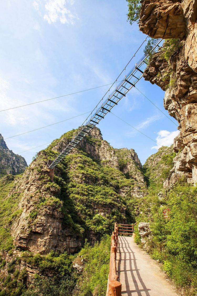 北京房山三渡乐谷银滩玻璃栈道吊桥,高山漂流