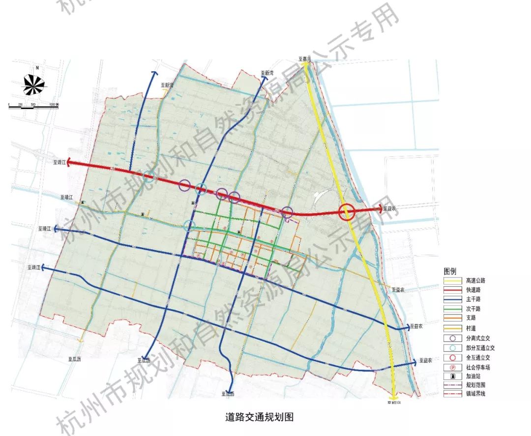 规划道路系统为苏绍高速公路,四级城市道路 城市快速路:红十五线