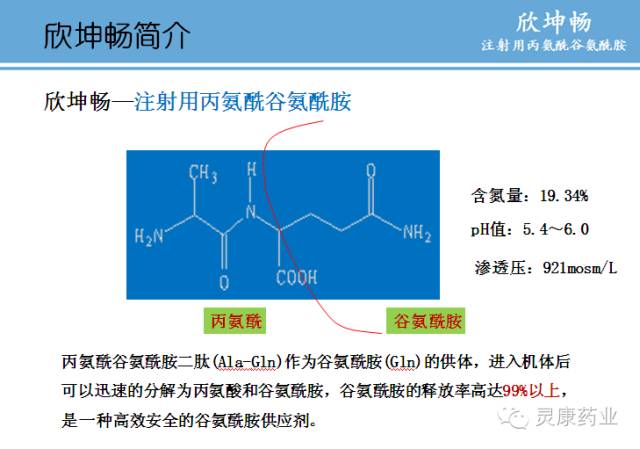 欣坤畅--注射用丙氨酰谷氨酰胺的药理活性部分是谷氨酰胺,谷氨酰胺是