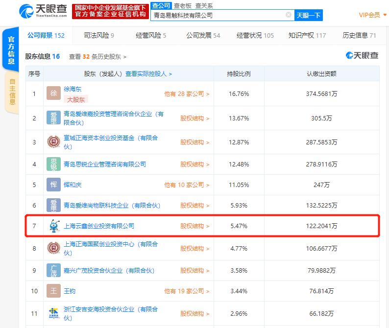 蚂蚁金服投资自动售货机企业易触科技 持股5.4