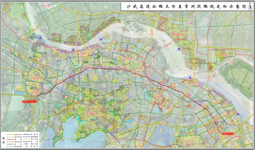 沪武高速公路太仓至常州段路线走向示意图