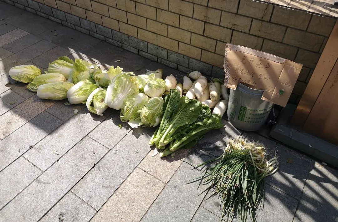 西村村爱心村民陈仁甫免费送蔬菜当前疫情严重,考虑到居民居家防护