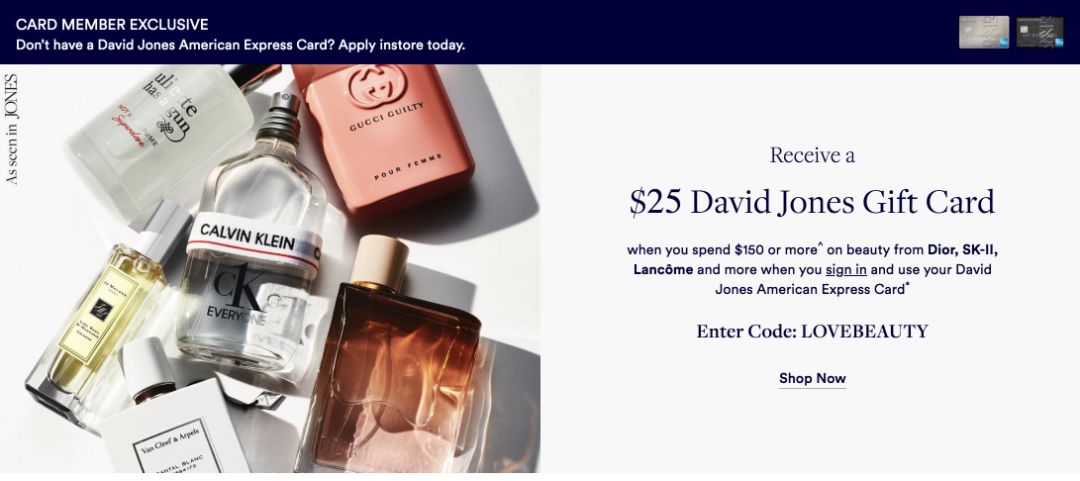 优惠折扣|david jones american express card持卡会员福利 满$150 赠