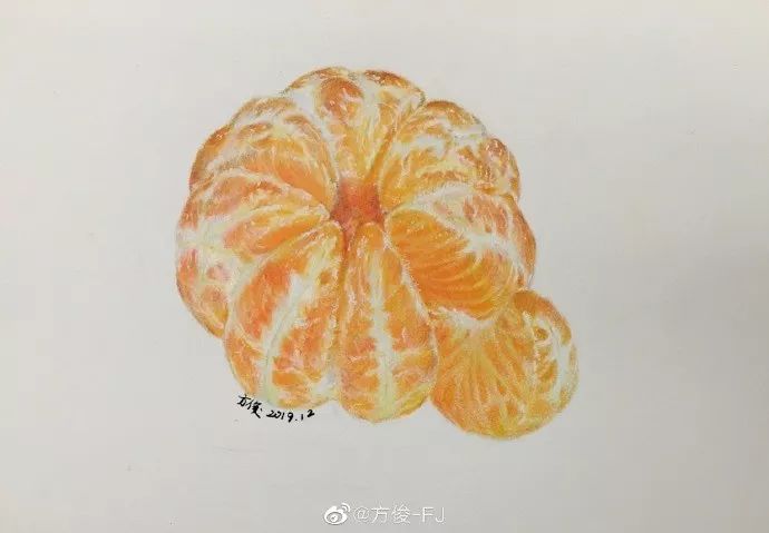 彩铅教程剥好的桔子步骤图