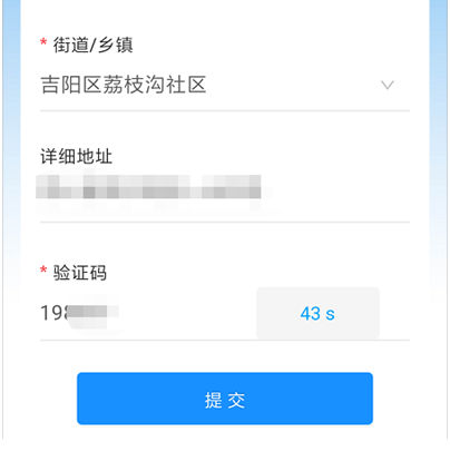 输入获取验证码,点击"提交"