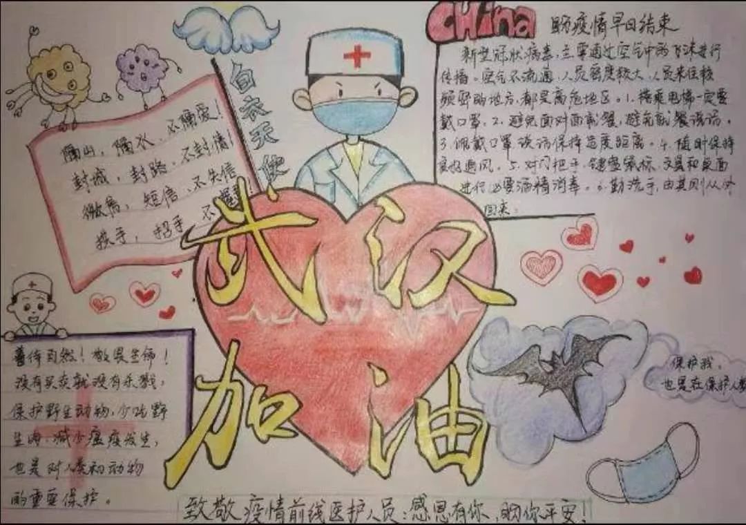 共克时艰,武汉加油!衡水十三中学子绘制手抄报为武汉加油(二)