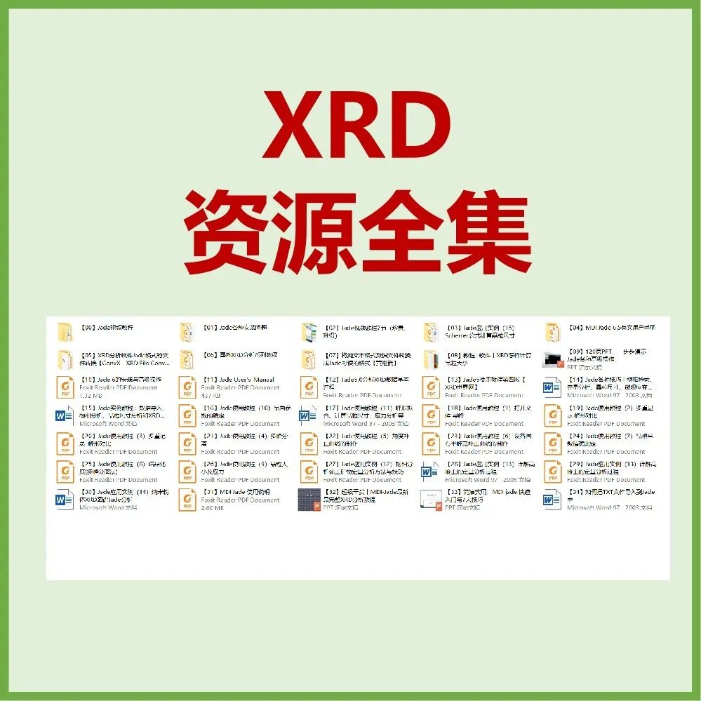 资源获取方式请关注dt新材料公众号,并在公众号会话框内发送【xrd】