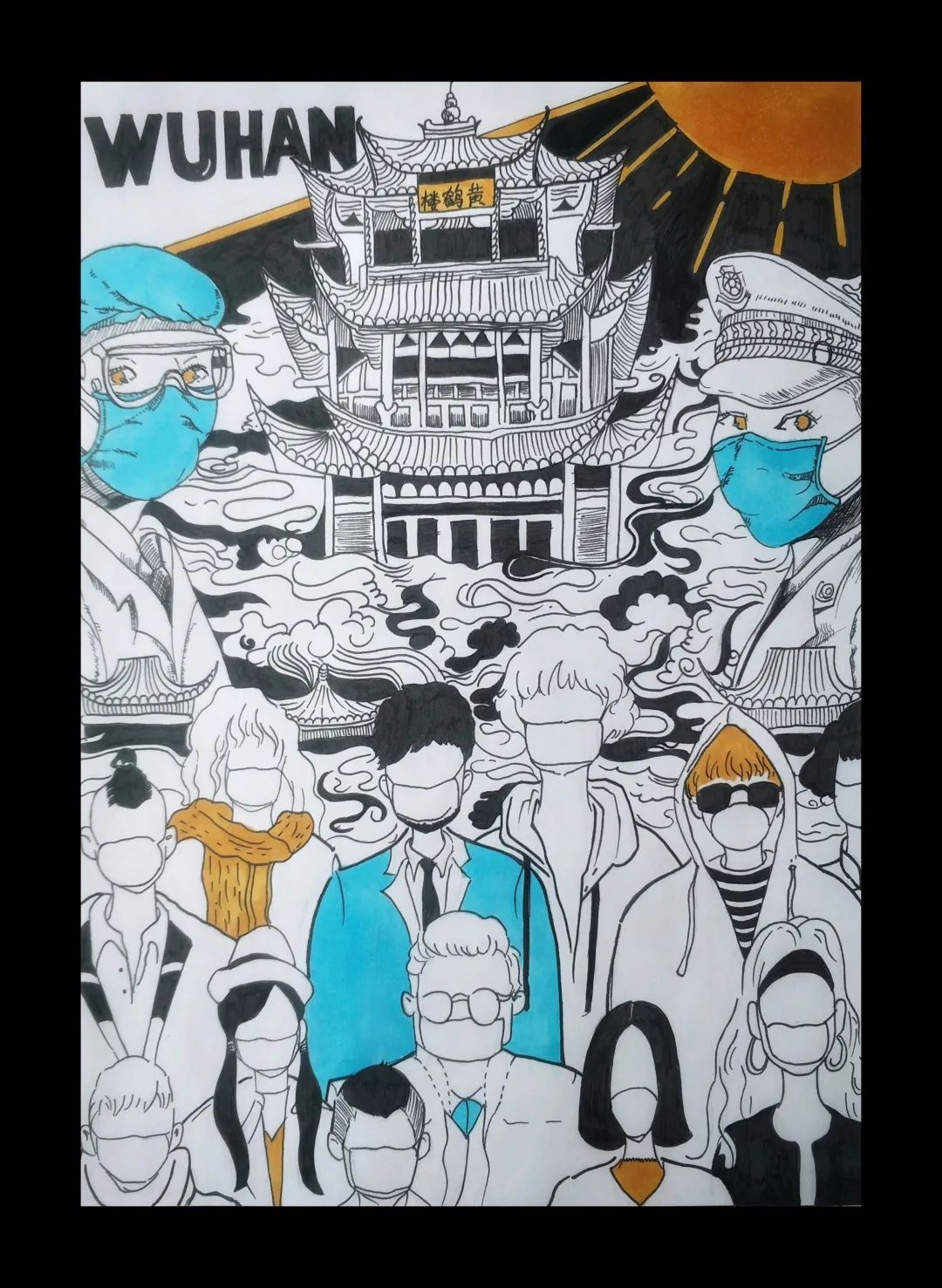 《防治疫情 从我做起》手绘