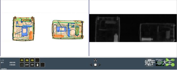 背散透视安检机下的金属,疑似毒品爆炸物等成像首先检查的是行包中的