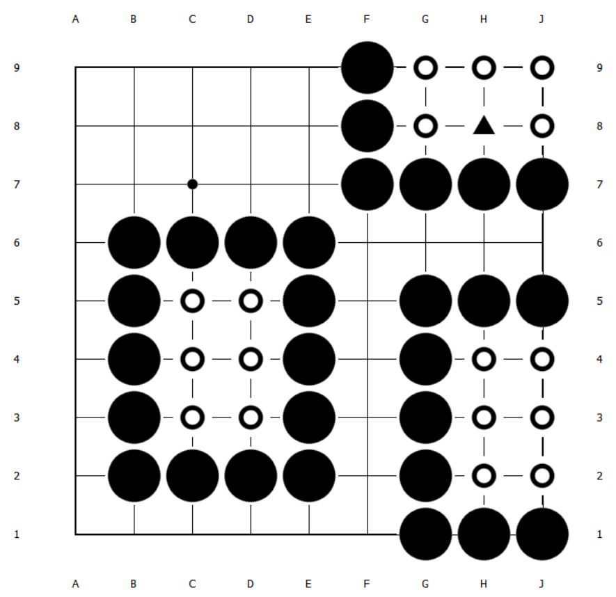 梅花六▲黑棋下黑棋活,白棋下黑死↓直七▲黑棋下黑棋活,白棋下黑