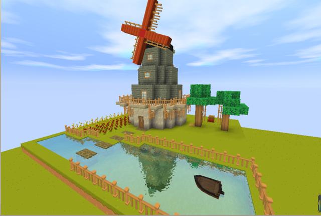 迷你世界:荷兰小风车建筑教学,学会这个,谁还说我只会