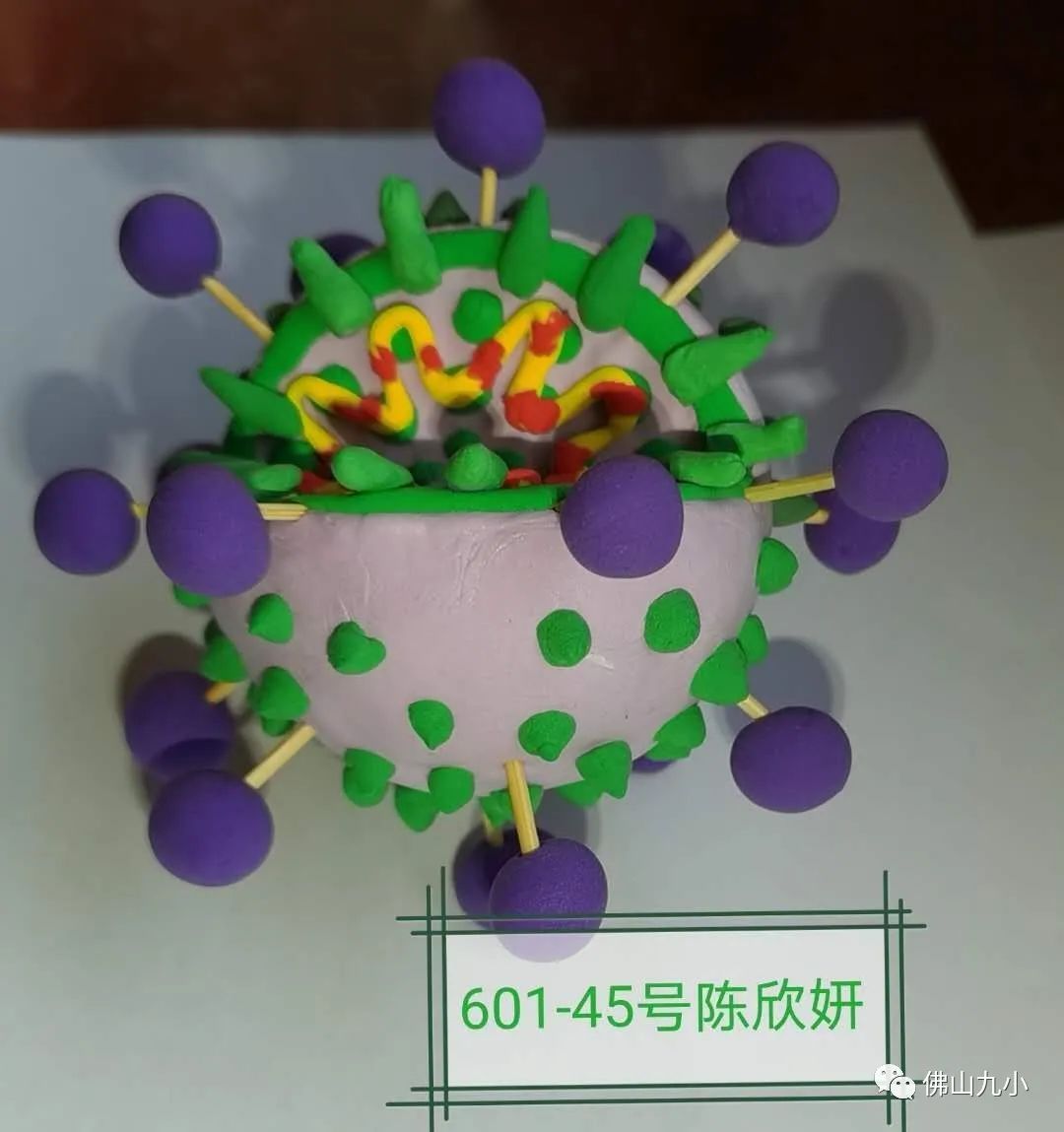 用身边现有的材料制作新型冠状病毒结构模型 绘画"防疫"海报