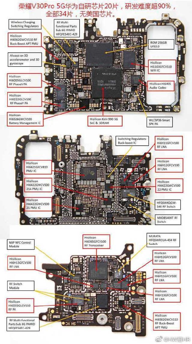 再看小米10的主板构造,没有小米自研芯片,而高通芯片达到了27片,可以