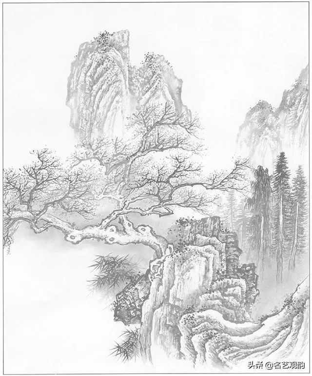 有山有树有石国画山水画创作稿36幅,绝佳画稿