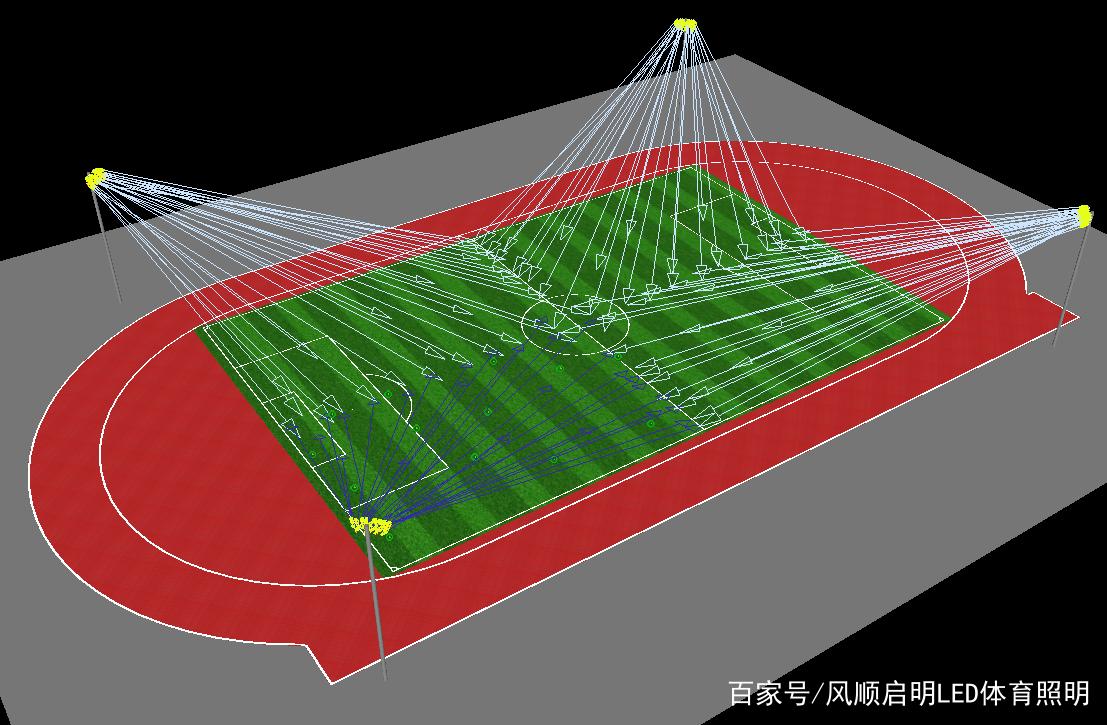 专业比赛足球场照明设计500lx照度灯光方案