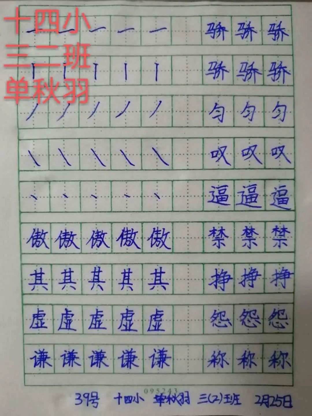 【小记者在行动之二——百日练字】一,二,三年级作品展示