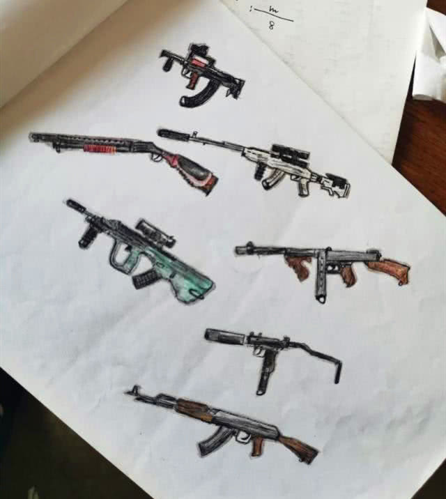 和平精英:小学生画吃鸡武器图,你认出这些都是什么了吗