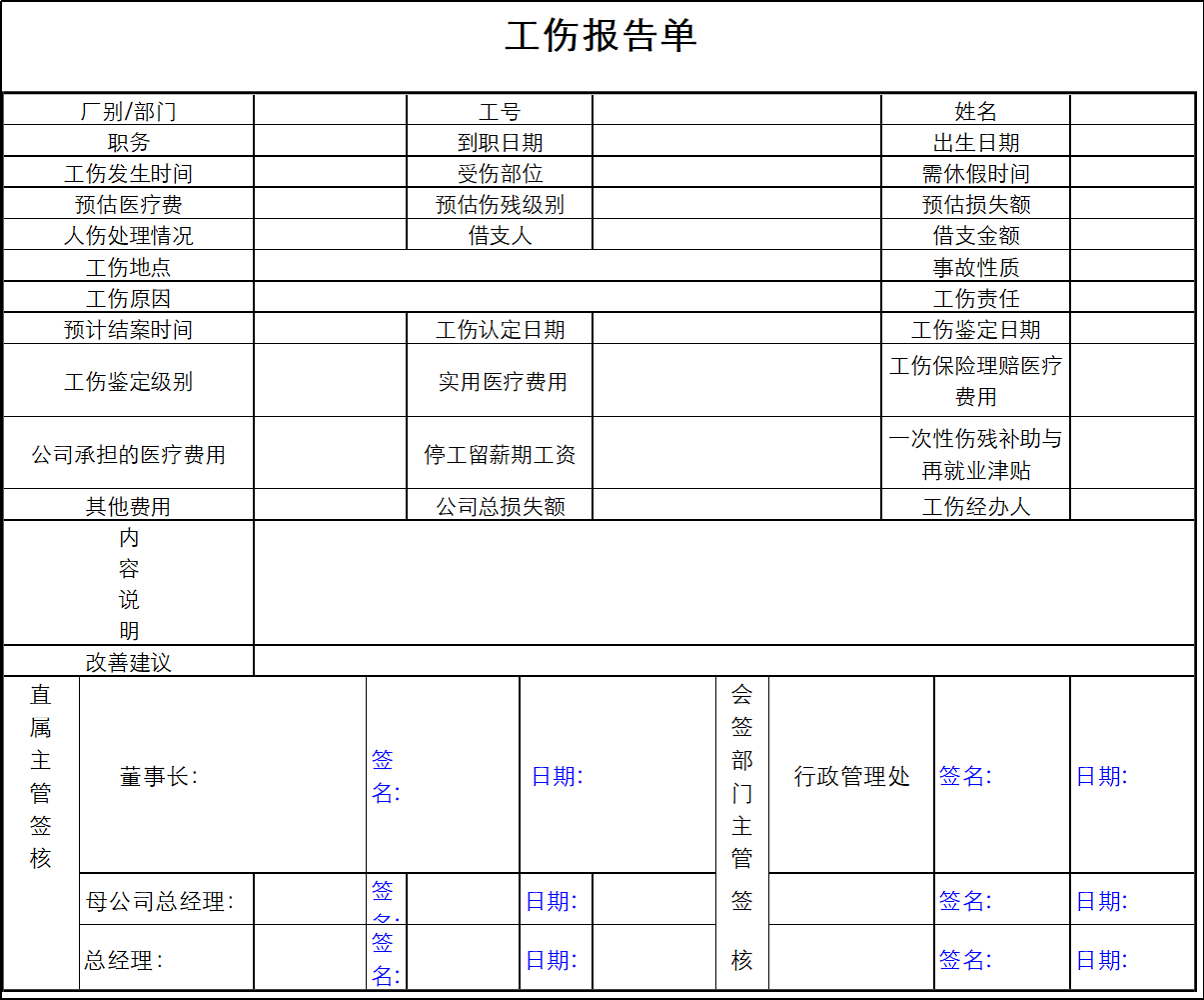行政表格模板大全 行政表格有哪些