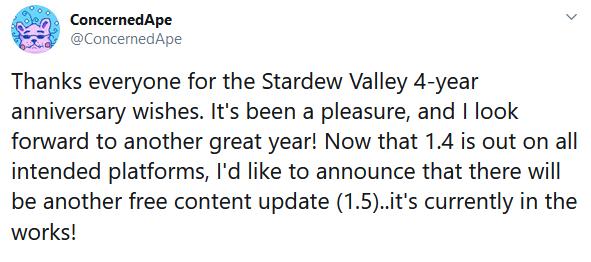 《星露谷物语》制作人确认游戏不停更正制作新版本