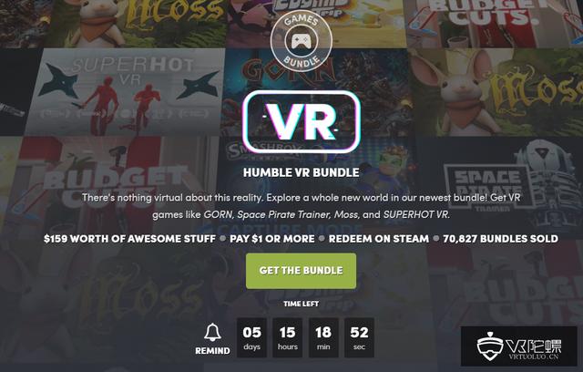 HumbleVRBundle已售出超70000个，支付金额达100万美元